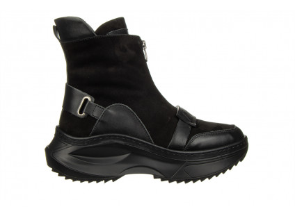 Botki Bayla-161 194 688 01 60 Black Nubuck 161647, Czarny, Skóra naturalna