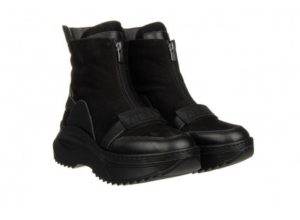 Botki Bayla-161 194 688 01 60 Black Nubuck 161647, Czarny, Skóra naturalna